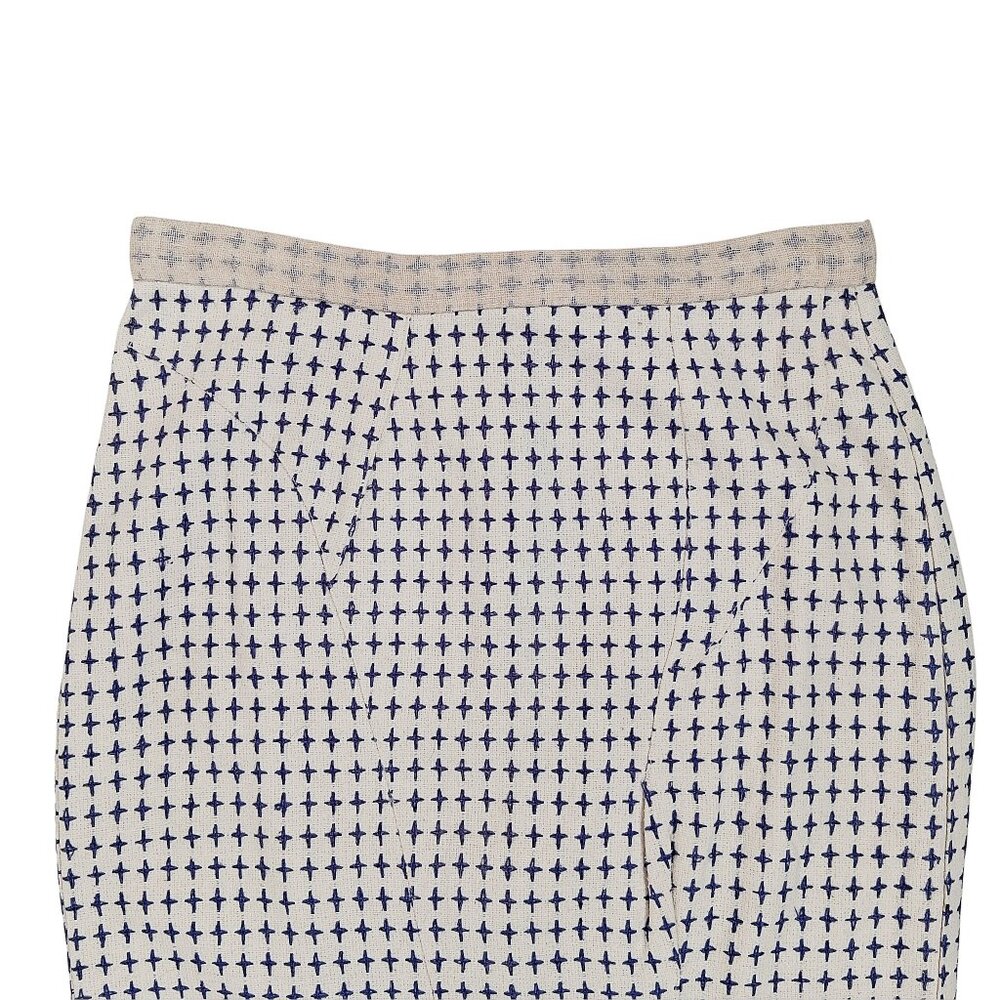 Jasmin Shokrian Silk Pencil Skirt Blue Embroidered Plus Sign 2 Piece Lot SZ 10 L - Picture 7 of 16